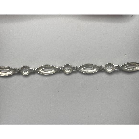 Vintage CW Sterling Silver Marcasite Link Bracelet Art Deco Revival - Picture 9 of 10